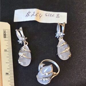 Elegant Silver and White Jewelry Set
